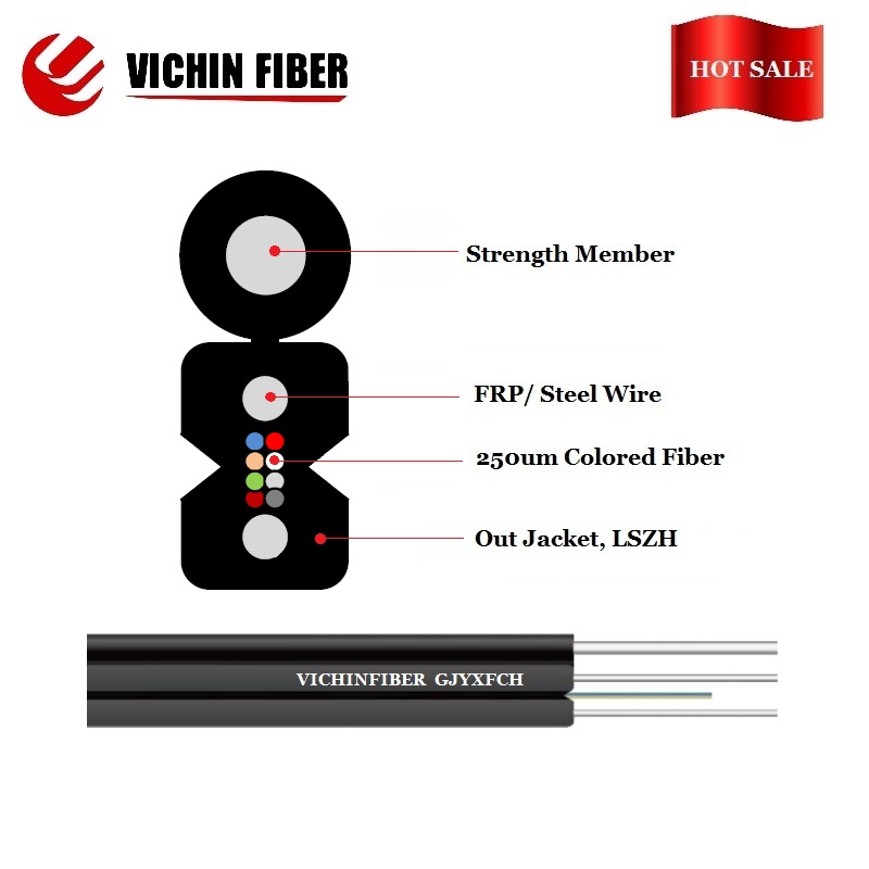 GJYXFCH 8 core, 12 core self-support bow-type FTTH Drop Cable