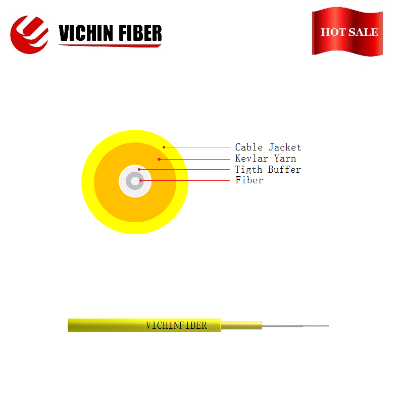 GJFJV 1.2mm, 1.8mm, 2.0mm, 3.0mm Simplex Round indoor optical cable